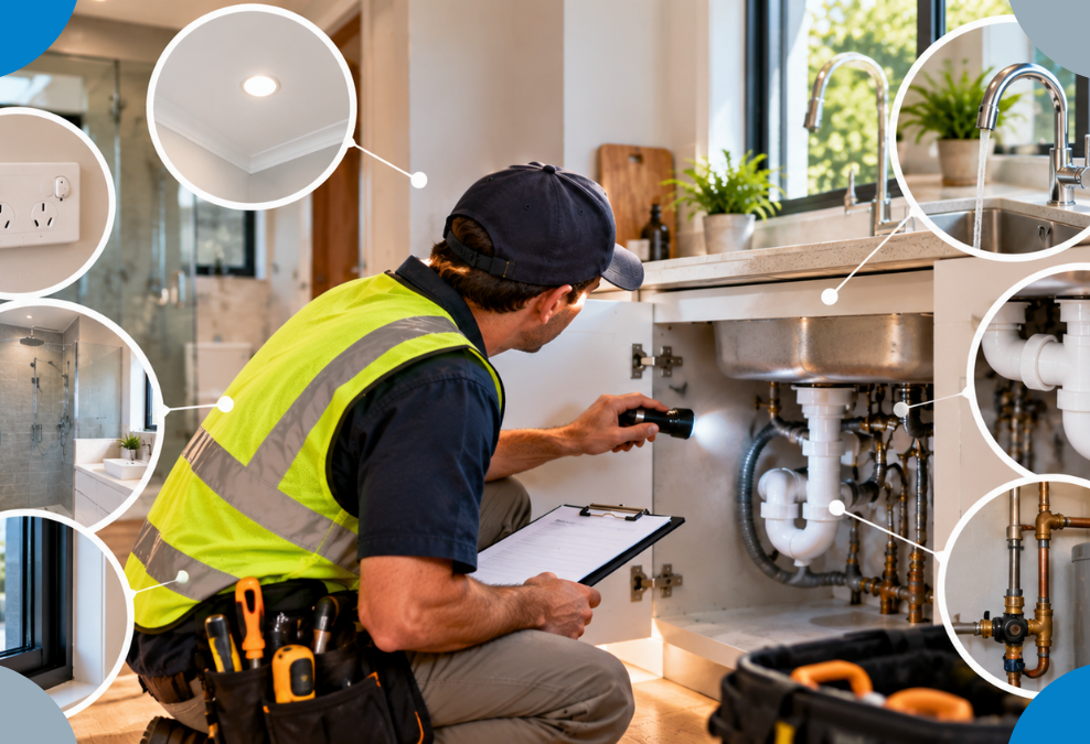 Plumbing and interior inspection by agent
